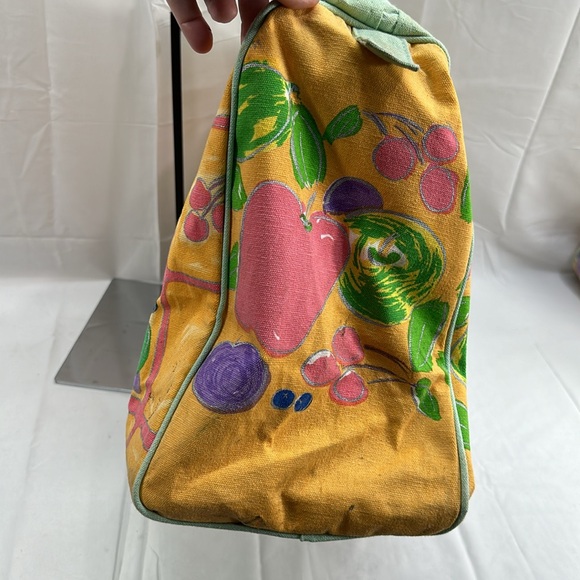 Lot 2 Sally Huss Fruit Motif Canvas Duffle & Satchel Zip Bags - Picture 5 of 16